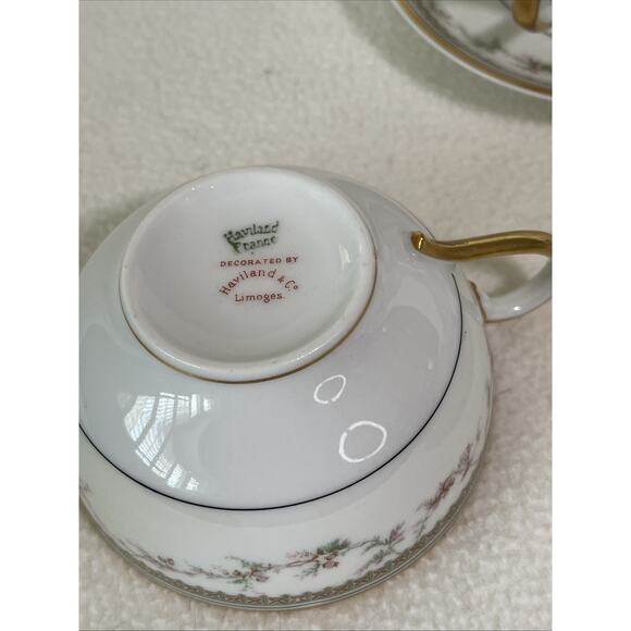 Haviland Limoges Tea-cup and saucer Set X6 One Cup Has Issue- See Pics. - Picture 5 of 11